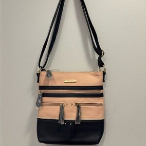 Stone & Co. 3 piece Navy and Pink Crossbody Bag w/ makeup bag & wallet